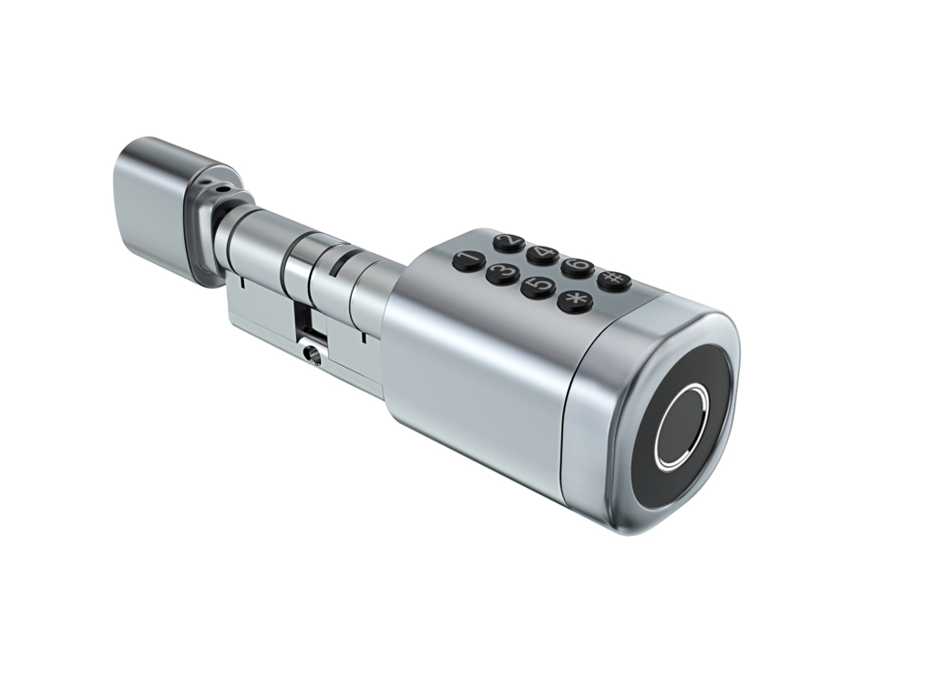 Умный дверной биометрический замок (цилиндр) SEVEN LOCK SL-7774BF silver (35-90 мм)