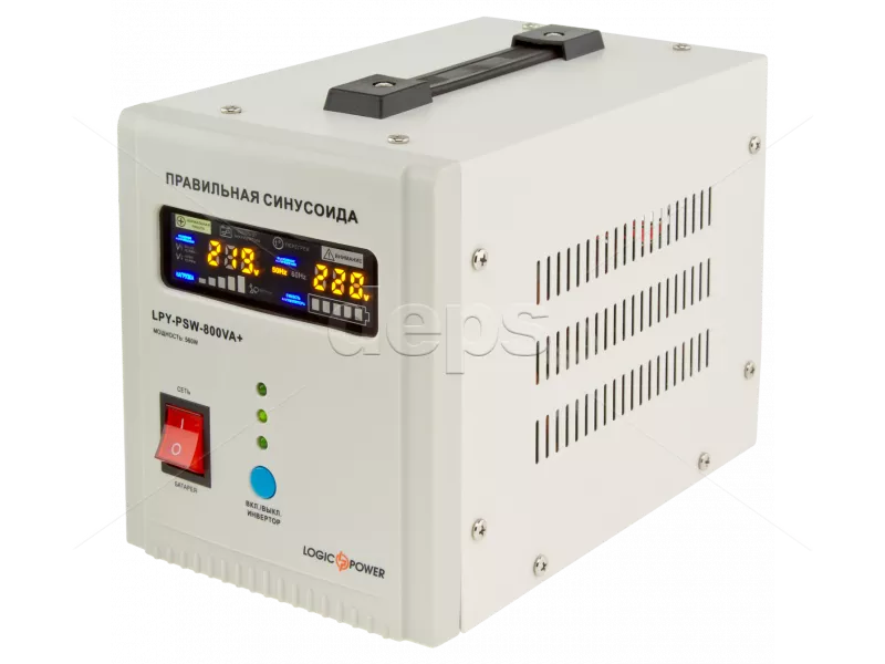 ИБП LogicPower LPY-PSW-800VA (560 Вт, ток заряда 5A/10A, внешняя батарея 12В)