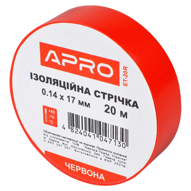 Изоляционная лента красная APRO 0.14х17 мм 20 м