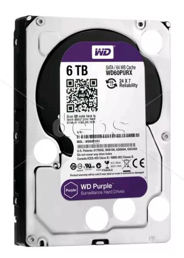 Жесткий диск 6TB Western Digital WD60PURZ для видеонаблюдения