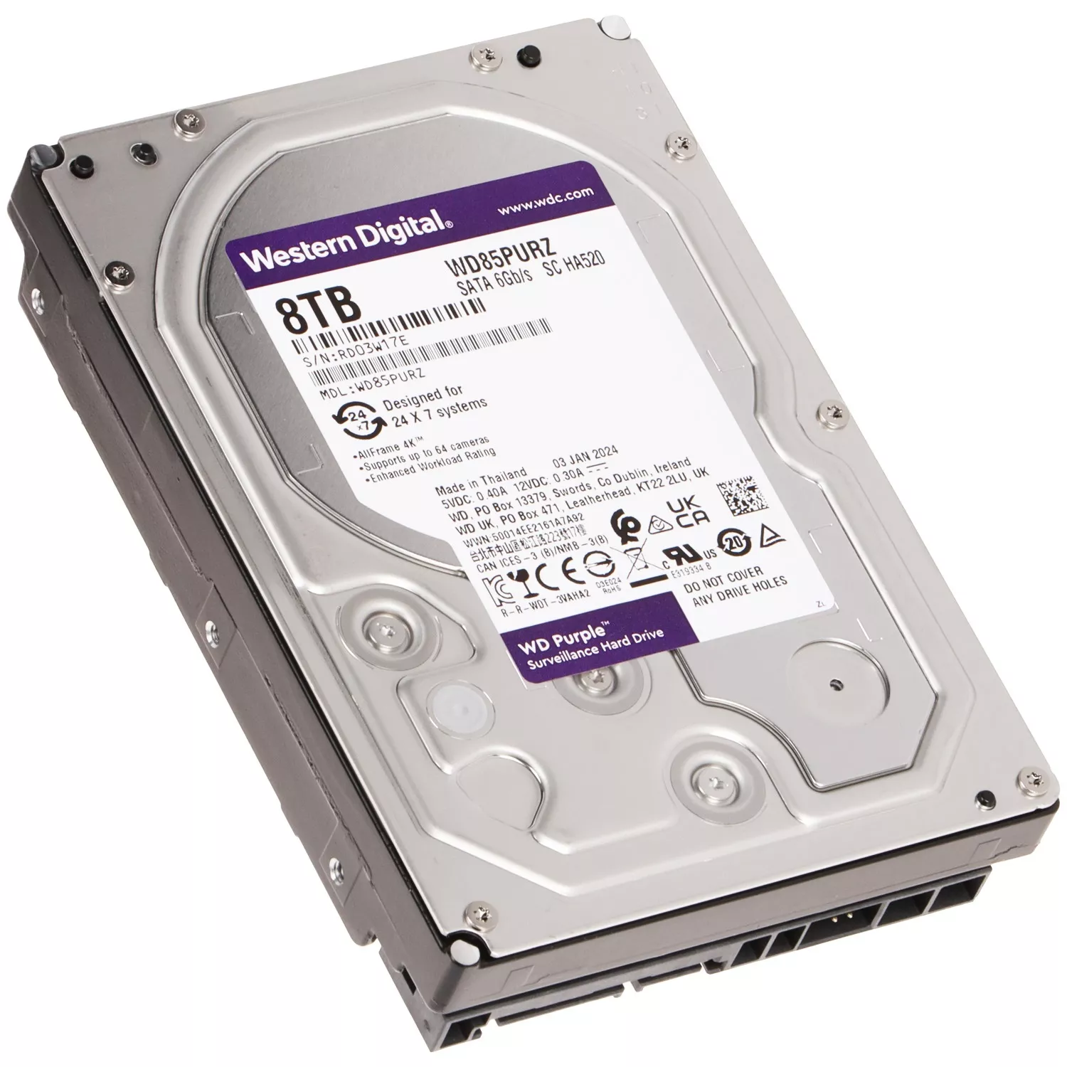 Жесткий диск 8TB Western Digital для видеонаблюдения