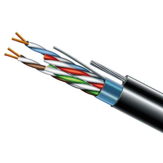 ЗЗЦМ Cat. 5e F/UTP PE 4х2х24 AWG + S. M. трос (к)(72113) бухта 500м.