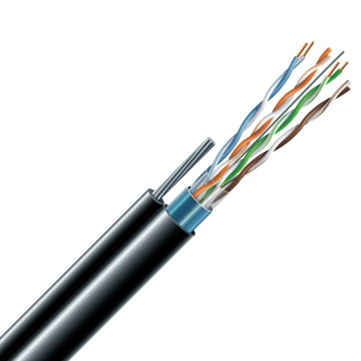 ЗЗЦМ FTP Cat.5e F/UTP PE 4х2х24 AWG + S. M.трос (к) бух305м.