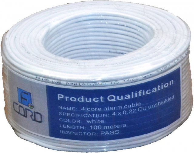 Кабель FCord 4 х 0,22 BC unshield (кабель мідний для охоронно-пожежної сигналізації, бухта 100 м)