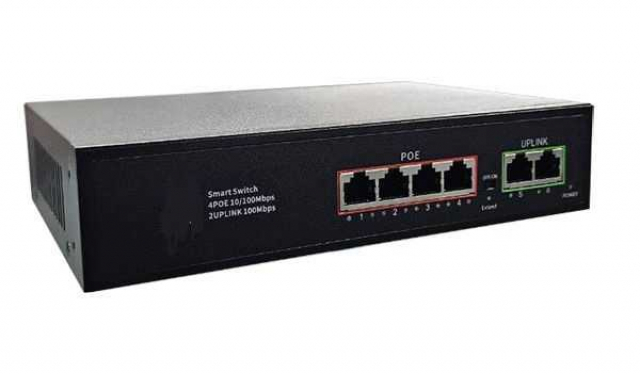 Комутатор PoE Switch 6005FE 4POE + 2UTP, 10 / 100M, IEEE 802.3AF