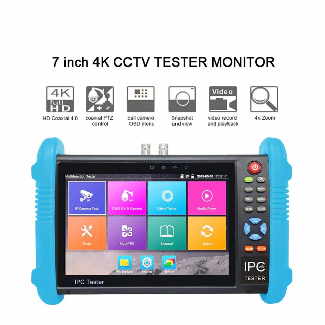 IPC-9800ADH Pro. Універсальний монітор-тестер обладнання для відеоспостереження (7", підтримка відеостандартів AHD/CVI/TVI/TVI/CVBS і IP-відеокамер роздільною здатністю до 8Mp)