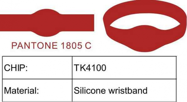 Браслет Silicone rubber EM Marine 125Khz чіп Tk4100 колір червоний
