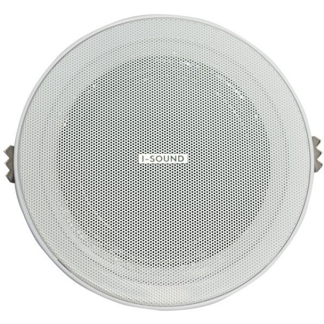 Стельовий гучномовець I-Sound IS-CS606 (6”, потужність 3-6Вт / 100В, без рамки, діапазон 100-18кГц, врізний, матеріал – пластик, діаметр –170мм, колір білий, габарити – 185 х 75 мм, вага – 0 ,7 кг)