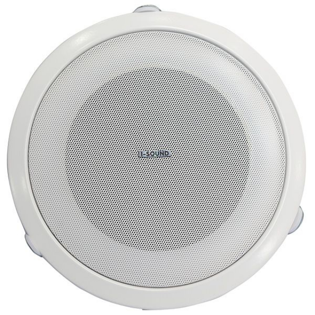 Стельовий гучномовець I-Sound IS-CS606M (6”, потужність 6Вт / 100В, діапазон 100-18кГц, врізний, матеріал – метал, діаметр –200/175мм, колір білий, вага – 0 ,7 кг)