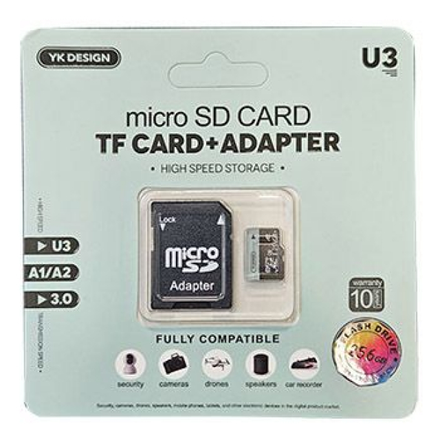 Карта пам'яті microSDHC 256GB YK Design UHS-I Class 3 (U3) (з адаптером)