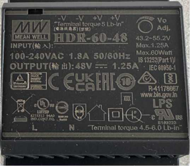 Mean Well HDR-60-48 Імпульсний блок живлення 48 В, 1.25А на DIN рейку