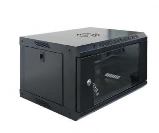 Шафа мережева I-Box 6404S Wallmount 4U акрил, 270х600х450 мм, метал: 1,2/1,5 мм, колір чорний