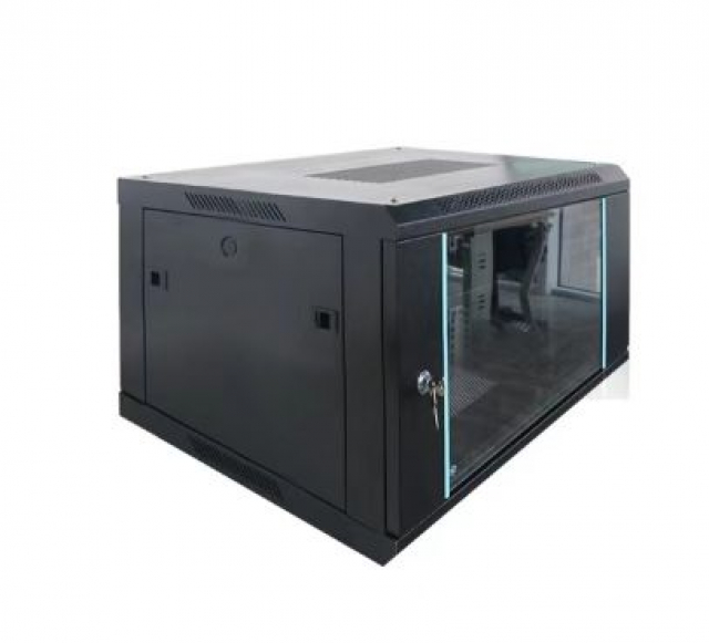 Шафа мережева I-Box 6406S Wallmount 6U акрил, 350х600х450 мм, метал: 1,2/1,5 мм, колір чорний