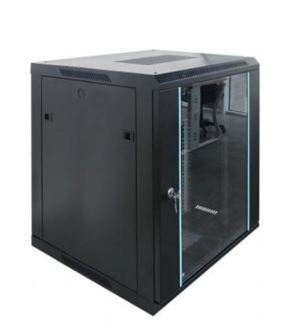 Шафа мережева I-Box 6615S Wallmount 15U акрил, 800х600х600 мм, метал: 1,2/1,5 мм, колір чорний
