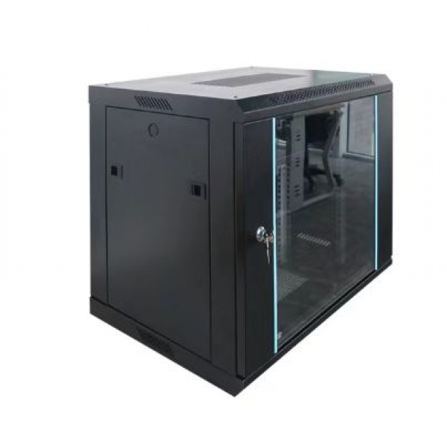 Шафа мережева I-Box 6609S Wallmount 9U акрил, 500х600х600 мм, метал: 1,2/1,5 мм, колір чорний