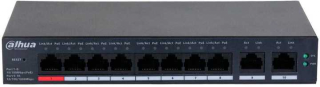 Dahua DH-CS4010-8ET-60. Комутатор 8 портів керований PoE