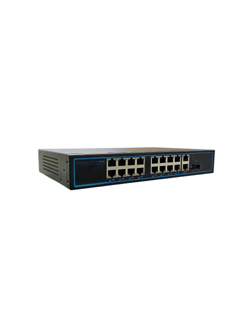 Комутатор PoE Switch Utex UT-SF19P-250 (16 port POE 10/100BASE + 2 port UPLINK 10/100/1000Mbps+ SFP Port 10/100/1000Mbps, 250Вт на 16 портов, Max=30Вт/1 port PoE, AC 220В, габарити: 285x180x44 мм)