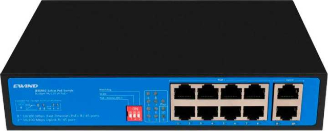 Ewind EW-S1910CF-AP. Комутатор PoE 10 портів некерований