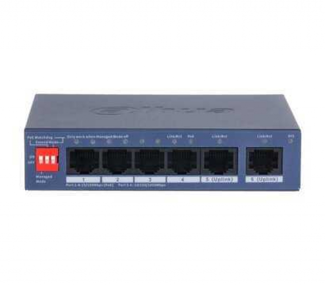 Dahua DH-CS4006-4ET2GT-60. Комутатор 4 порти керований PoE