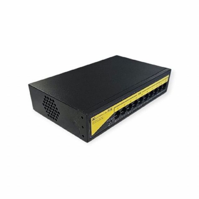 Комутатор PoE Switch Utex UT-SG10P (8 port POE 10/100/1000BASE + 2 port UPLINK 10/100Mbps, __Вт на 8 порта, Max=30Вт/1 port PoE, AC 220В, габарити: 200x125x40 мм)