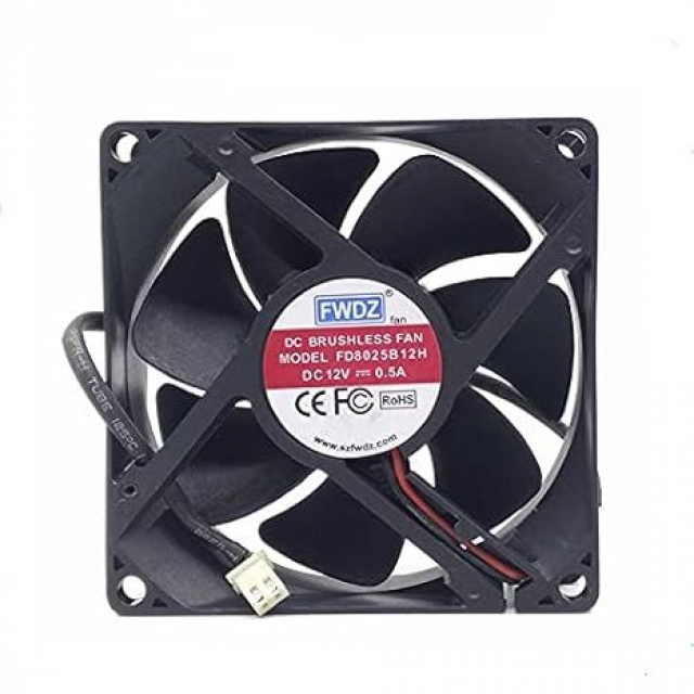 Cooler без радіатора FD8025B12H 12V 0.5A, 80x80x25, 3 Pin, безшумний