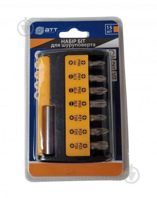 Набір біт A.T.T. + бітотримач сталь S2 15 шт. 8155573 (4820090541926)