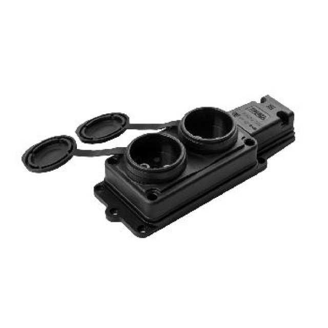 Розетка каучук VIOLUX 16А 2-на без заземлення з кришкою IP44 (930700)