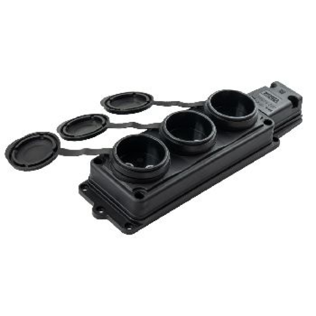 Розетка каучук VIOLUX 16А 3на без заземлення з кришкою IP44 (930710)